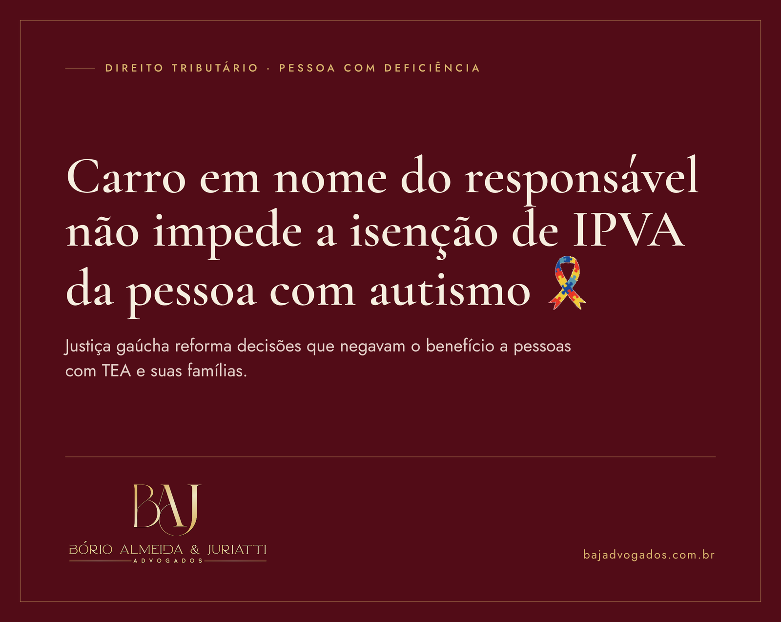 Isenção de IPVA para pessoas com TEA no RS